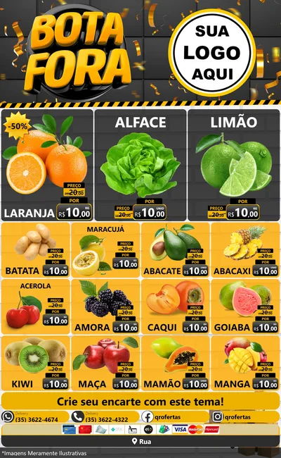 Modelo de Encarte para Encarte Grande com o tema Bota Fora para Hortifrúti