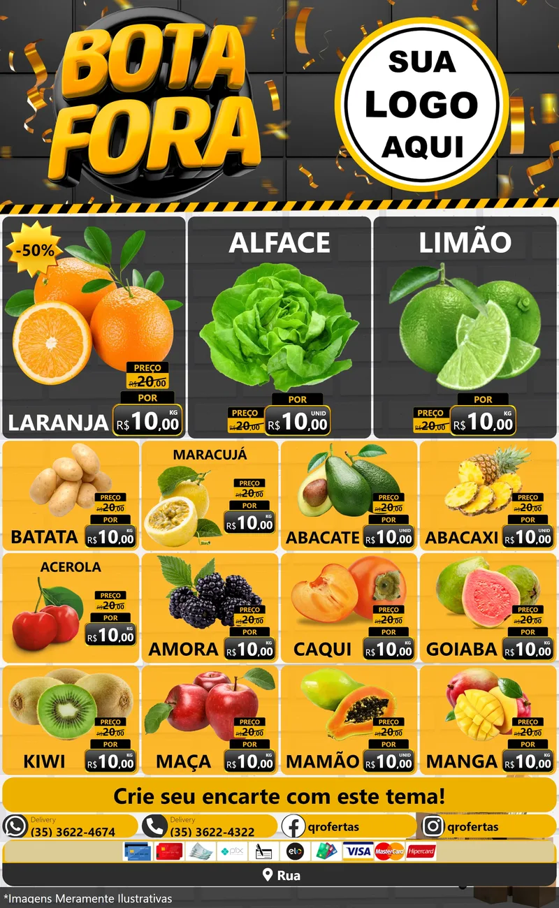 Modelo de Encarte para Encarte Grande com o tema Bota Fora para Hortifrúti
