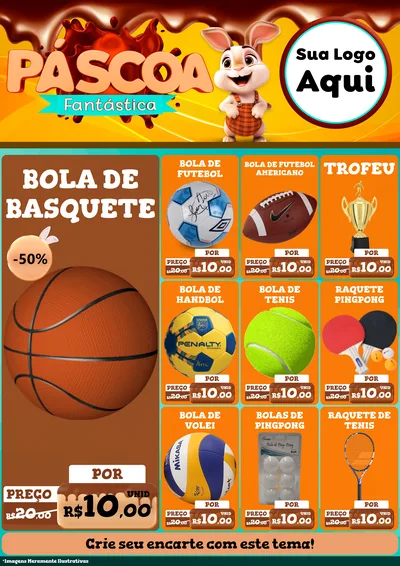 Modelo de Encarte para Encarte A4 Vertical com o tema Páscoa Fantástica para Artigos Esportivos