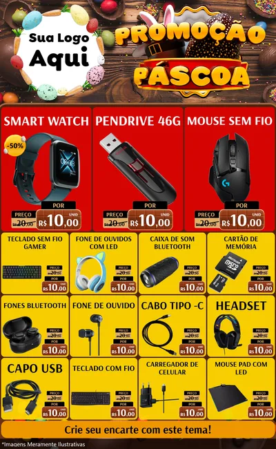 Modelo de Encarte para Encarte Grande com o tema Promoção Páscoa para Informática