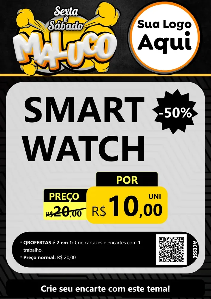 Modelo de Cartaz para Cartaz A4 Vertical com o tema Sexta e Sábado Maluco para Informática