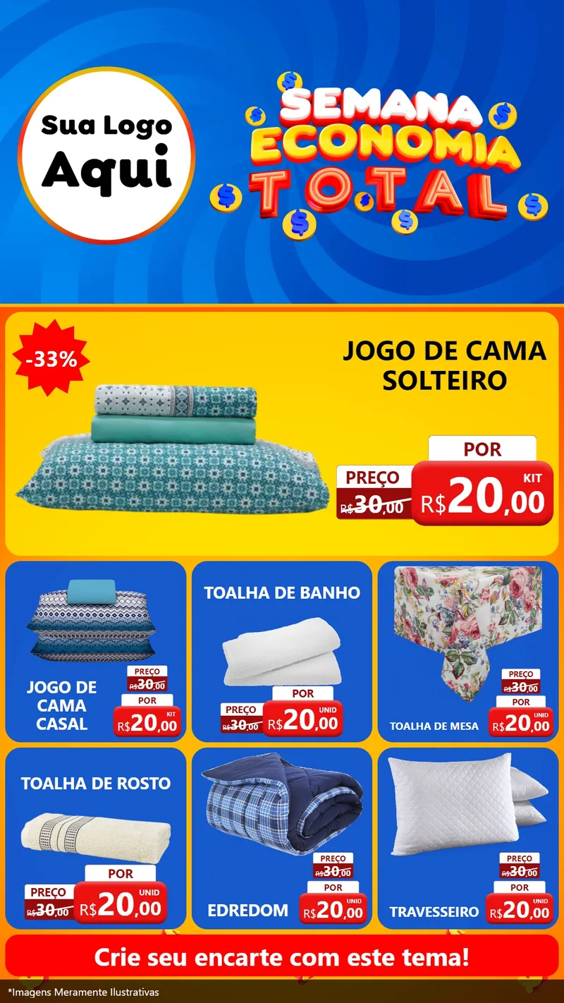 Modelo de Rede Social para Stories com o tema Semana Economia Total para Cama, Mesa e Banho