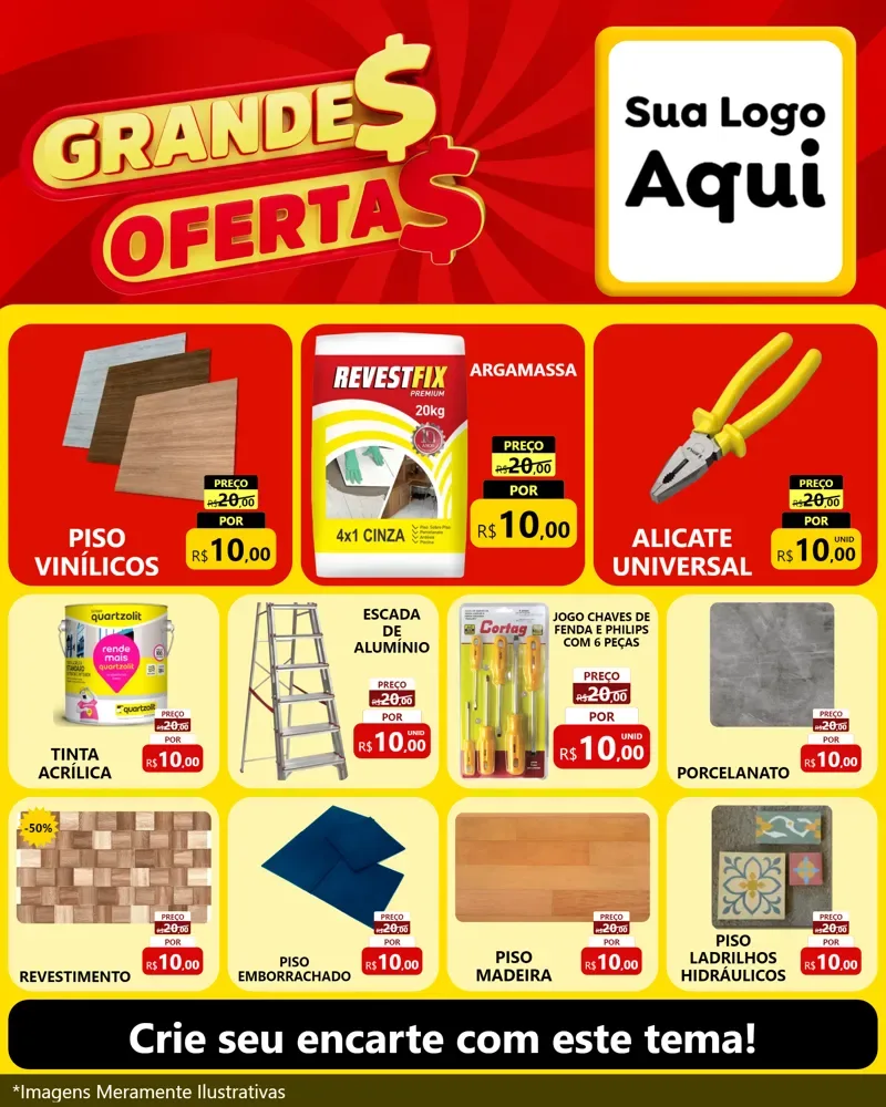 Modelo de Rede Social para Feed Instagram com o tema Grandes Ofertas para Material para Construção