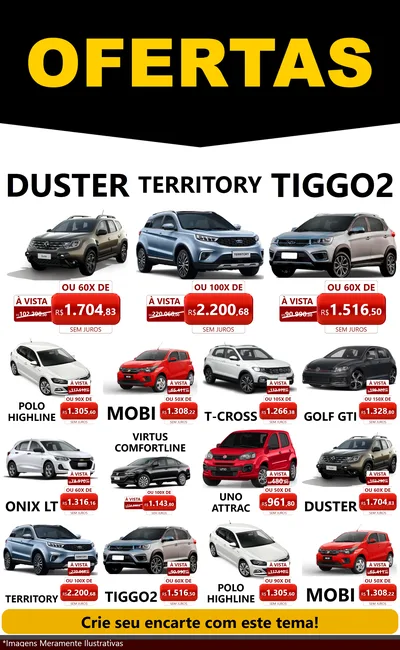 Modelo de Encarte para Encarte Grande com o tema Ofertas Preto e Vermelho Cartaz para Concessionaria de Carros