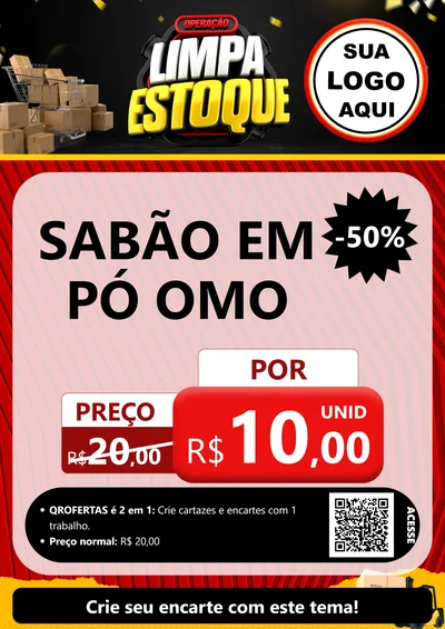 Modelo de Cartaz para Cartaz A4 Vertical com o tema Operação Limpa Estoque para Produtos de Limpeza