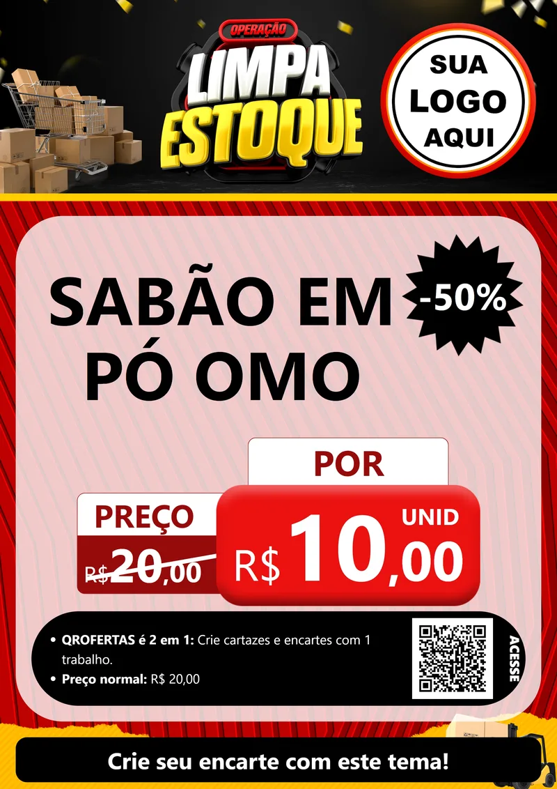 Modelo de Cartaz para Cartaz A4 Vertical com o tema Operação Limpa Estoque para Produtos de Limpeza