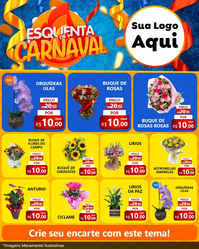Modelo de Rede Social para Feed Instagram com o tema Esquenta de Carnaval para Floricultura e jardim