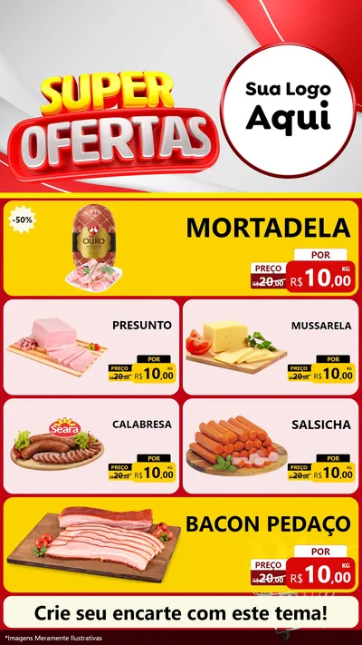 Modelo de TV para TV Vertical com o tema Super Ofertas para Frios e Laticínios