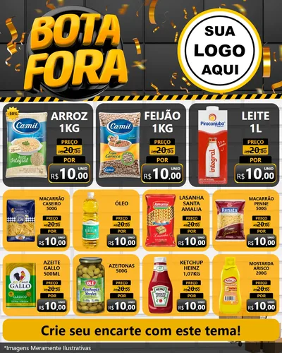 Modelo de Rede Social para Feed Instagram com o tema Bota Fora para Supermercado