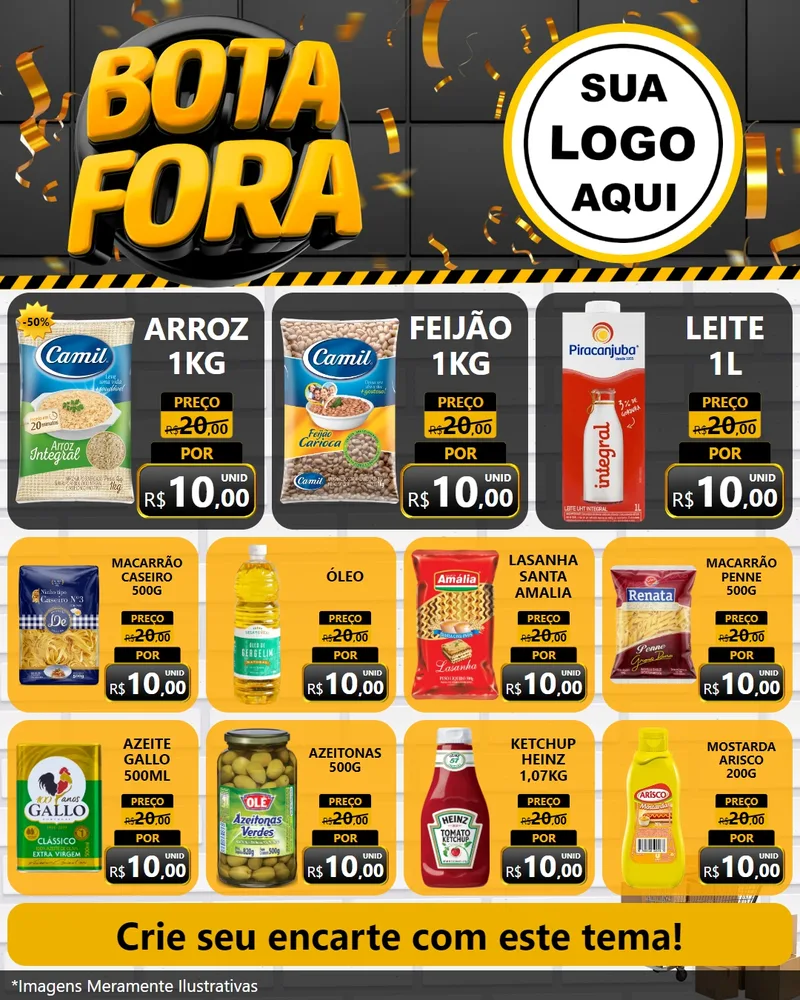 Modelo de Rede Social para Feed Instagram com o tema Bota Fora para Supermercado