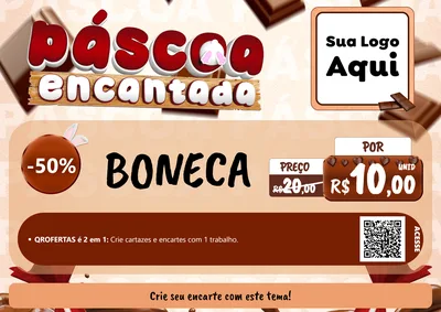 Modelo de Cartaz para Cartaz A4 Horizontal com o tema Páscoa Encantada para Brinquedos