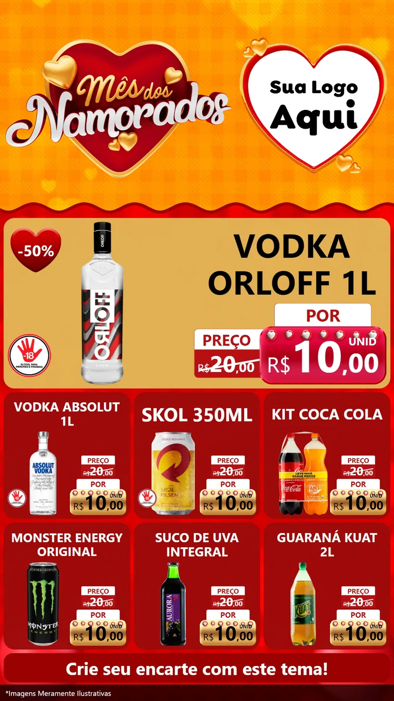 Modelo de Rede Social para Stories com o tema Mês dos Namorados para Distribuidora de bebidas