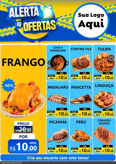 Modelo de Encarte para Encarte A4 Vertical com o tema Alerta de Ofertas para Assados