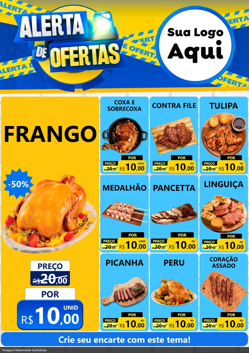Modelo de Encarte para Encarte A4 Vertical com o tema Alerta de Ofertas para Assados