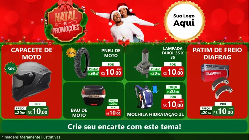 Modelo de TV para TV Horizontal com o tema Natal de Promoções para Moto peças
