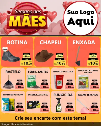 Modelo de Rede Social para Feed Instagram com o tema Semana das Mães para Agropecuária