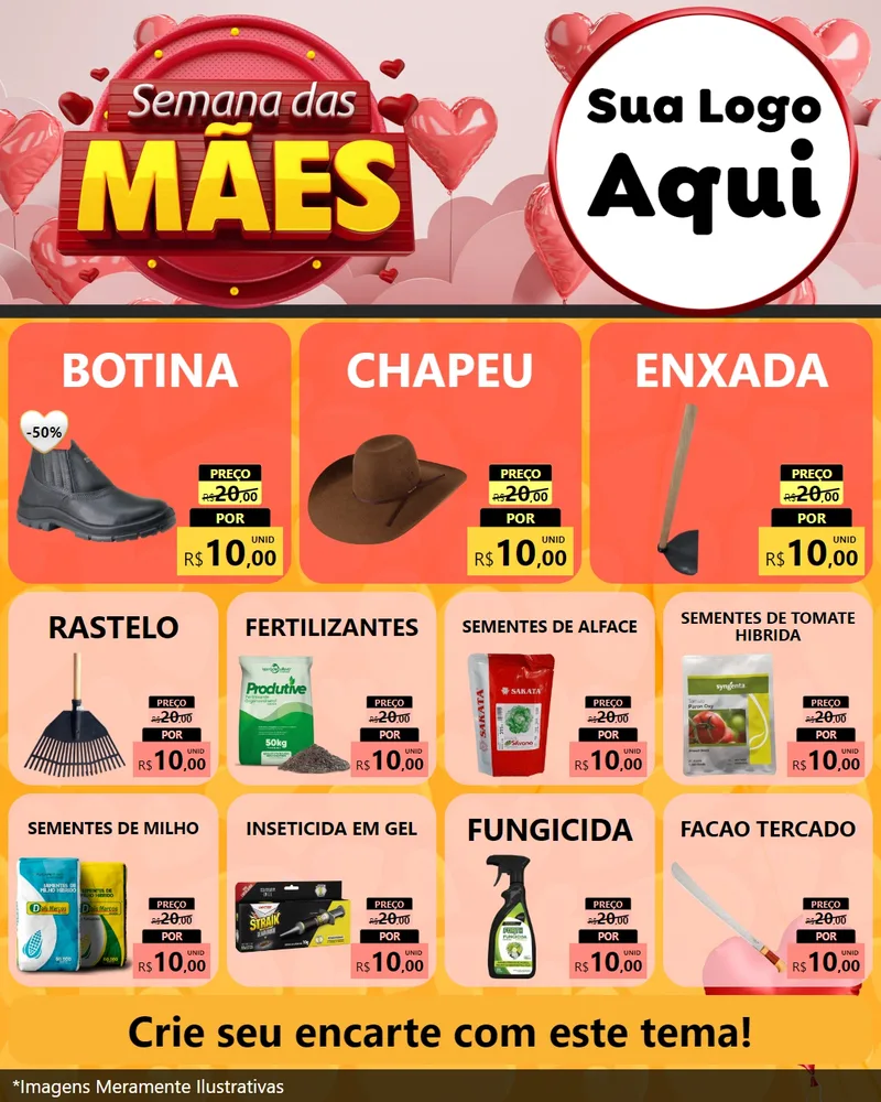 Modelo de Rede Social para Feed Instagram com o tema Semana das Mães para Agropecuária