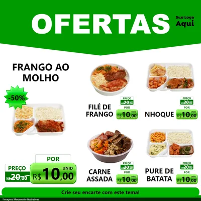 Modelo de Rede Social para Feed Facebook com o tema Ofertas Verde Cartaz para Restaurante