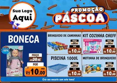Modelo de Encarte para Encarte A4 Horizontal com o tema Promoção Páscoa para Brinquedos