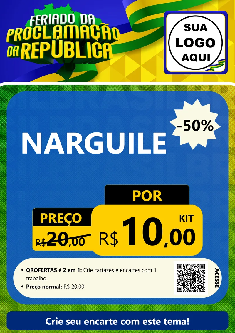 Modelo de Cartaz para Cartaz A4 Vertical com o tema Feriado da Proclamação da República para Tabacaria