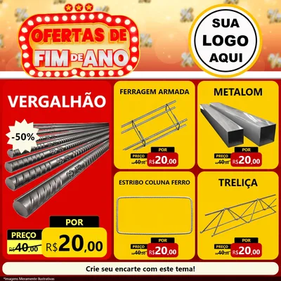 Modelo de Rede Social para Feed Facebook com o tema Ofertas de Fim de Ano para Ferragens