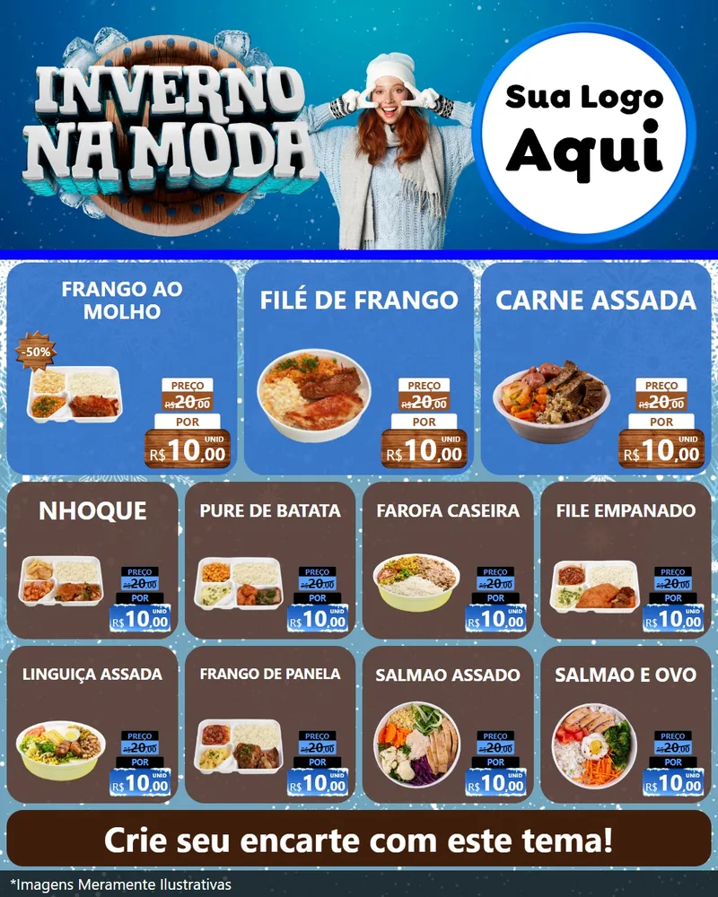 Modelo de Rede Social para Feed Instagram com o tema Inverno na Moda para Restaurante