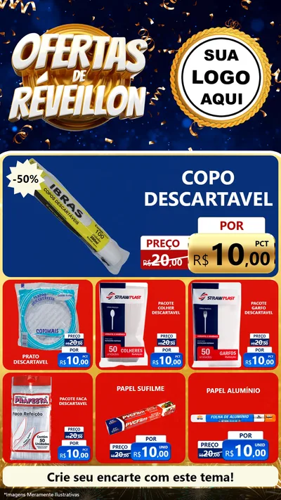 Modelo de Rede Social para Stories com o tema Ofertas de Réveillon para Embalagens