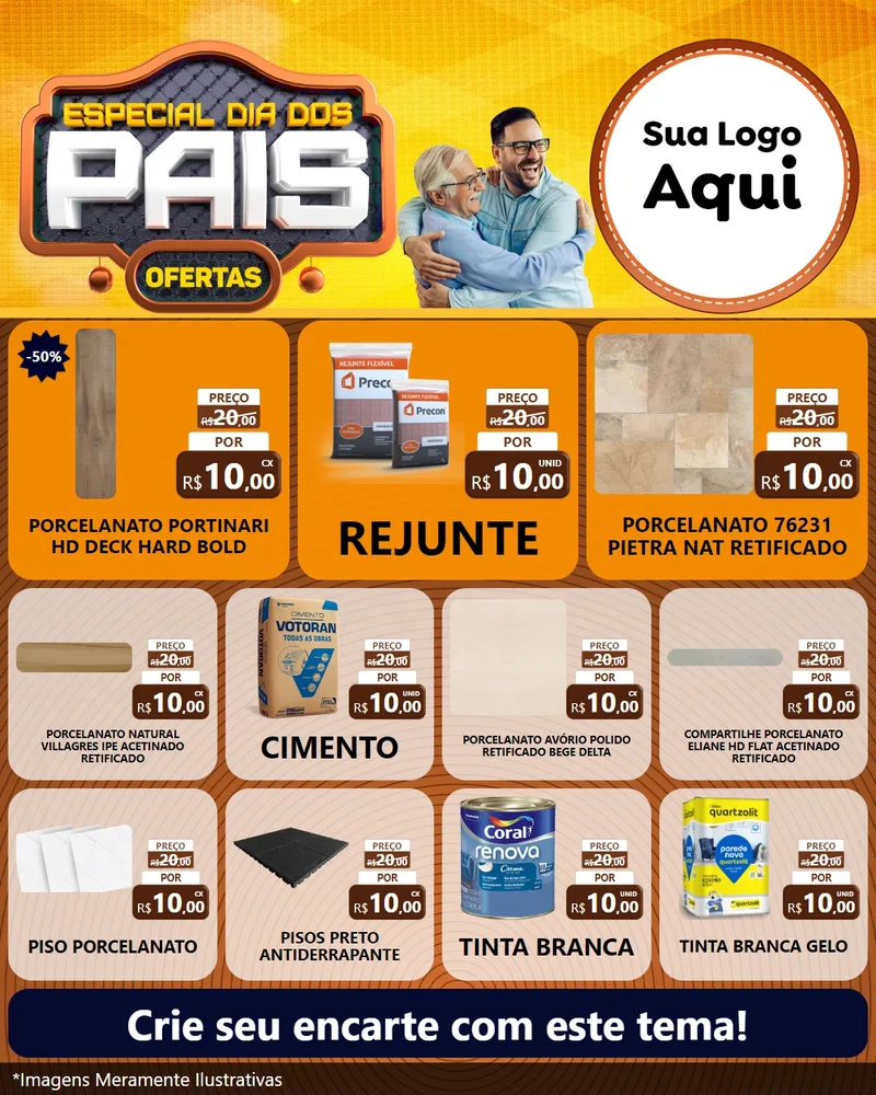 Modelo de Rede Social para Feed Instagram com o tema Especial Dia dos Pais para Pisos e revestimentos
