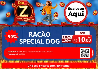 Modelo de Cartaz para Cartaz A4 Horizontal com o tema Dia Z - O Dia Mais Barato Do Mês para Pet Shop