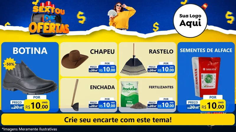 Modelo de TV para TV Horizontal com o tema Sextou de Ofertas para Agropecuária