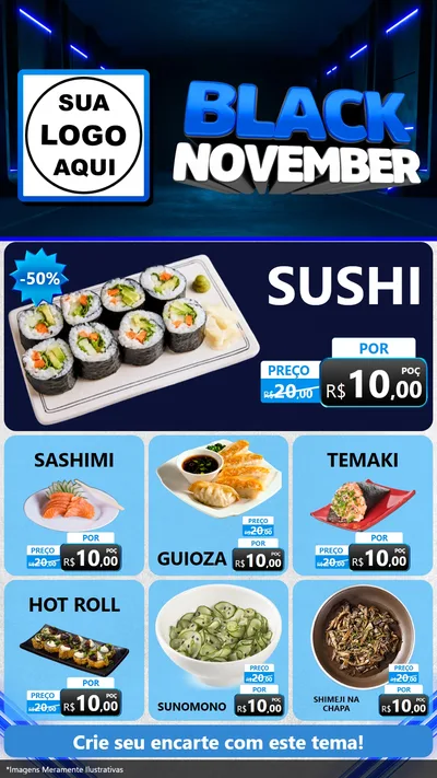 Modelo de Rede Social para Stories com o tema Black November para Comida japonesa