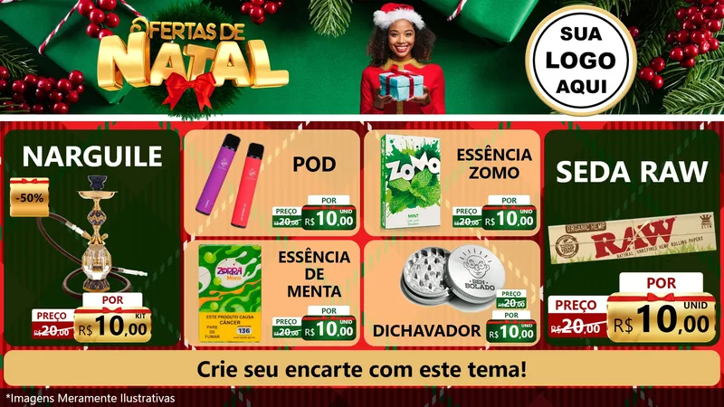 Modelo de TV para TV Horizontal com o tema Ofertas de Natal para Tabacaria