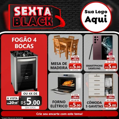 Modelo de Rede Social para Feed Facebook com o tema Sexta Black para Móveis e Eletro