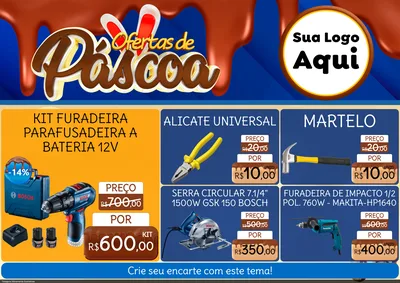 Modelo de Encarte para Encarte A4 Horizontal com o tema Ofertas de Páscoa para Maquinas e Ferramentas