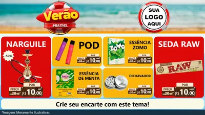 Modelo de TV para TV Horizontal com o tema Verão Imbatível para Tabacaria
