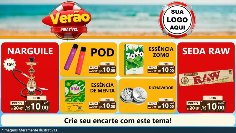 Modelo de TV para TV Horizontal com o tema Verão Imbatível para Tabacaria