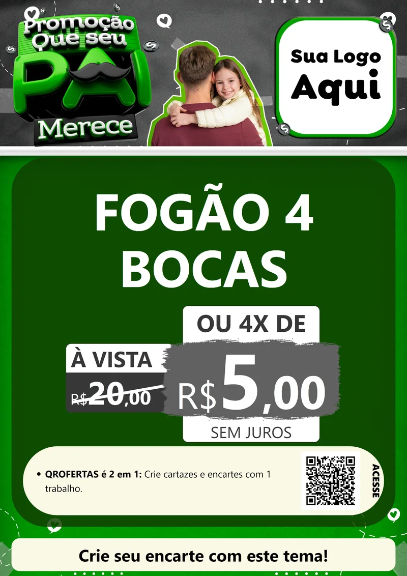 Modelo de Cartaz para Cartaz A4 Vertical com o tema Promoção Que seu Pai Merece para Móveis e Eletro