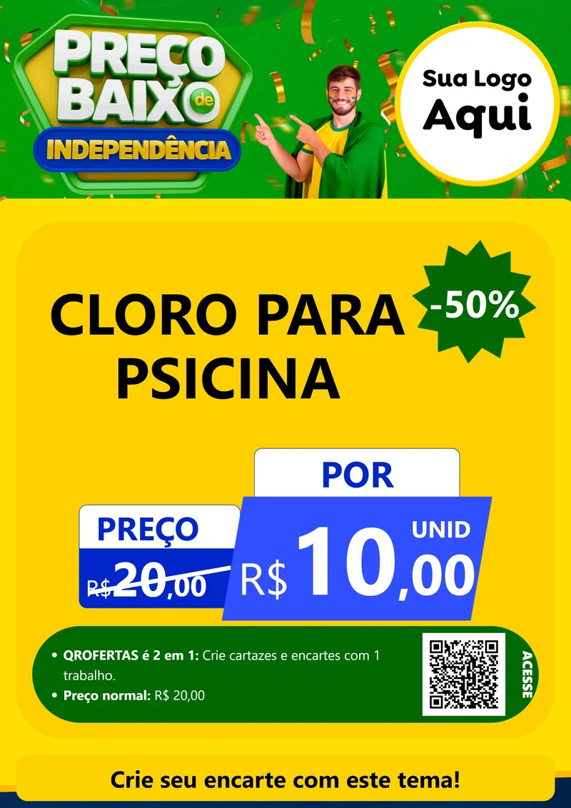 Modelo de Cartaz para Cartaz A4 Vertical com o tema Preço Baixo de Independência para Produtos para Piscina