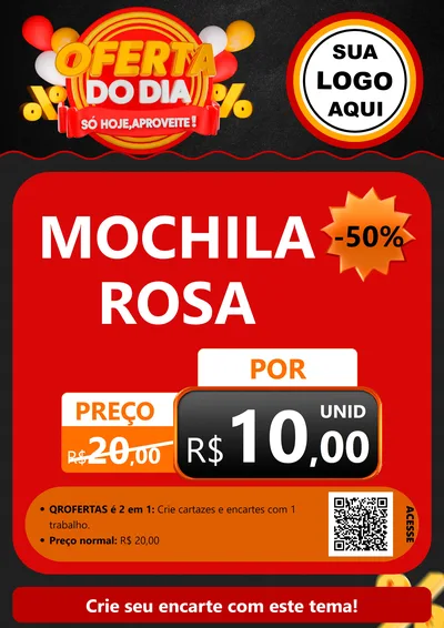 Modelo de Cartaz para Cartaz A4 Vertical com o tema Oferta do Dia - Só hoje, Aproveite! para Papelaria
