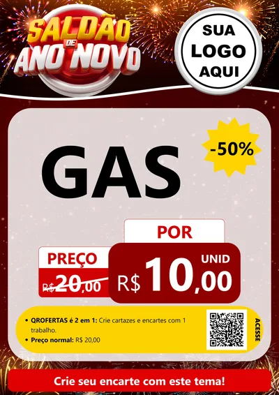 Modelo de Cartaz para Cartaz A4 Vertical com o tema Saldão de Ano Novo para Água e gás