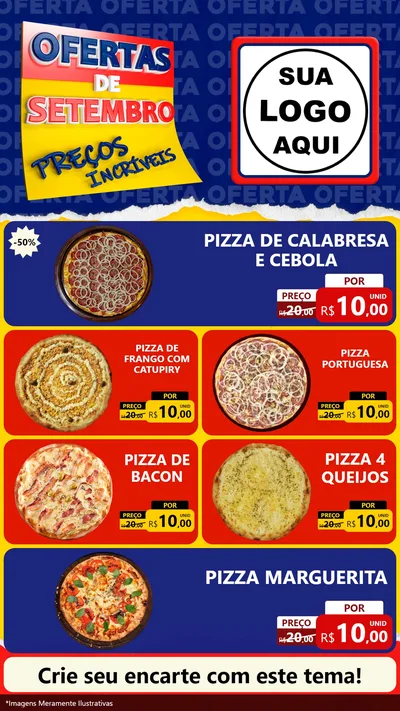 Modelo de TV para TV Vertical com o tema Ofertas de Setembro - Preços Incríveis para Pizzaria