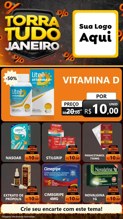 Modelo de Rede Social para Stories com o tema Torra Tudo Janeiro para Farmácia