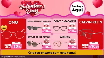 Modelo de TV para TV Horizontal com o tema Valentine's Day para Óticas