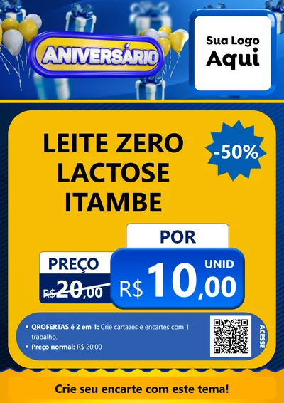 Modelo de Cartaz para Cartaz A4 Vertical com o tema Aniversário para Frios e Laticínios