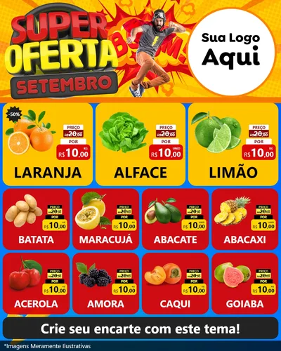Modelo de Rede Social para Feed Instagram com o tema Super Oferta Setembro para Hortifrúti