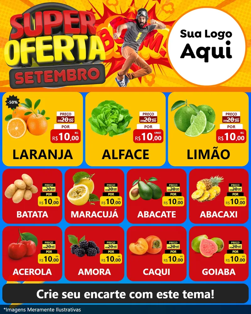 Modelo de Rede Social para Feed Instagram com o tema Super Oferta Setembro para Hortifrúti