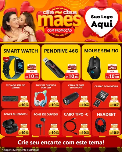 Modelo de Rede Social para Feed Instagram com o tema Dia das Mães com Promoção para Informática