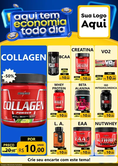 Modelo de Encarte para Encarte A4 Vertical com o tema Aqui Tem Economia Todo Dia para Suplementos alimentares