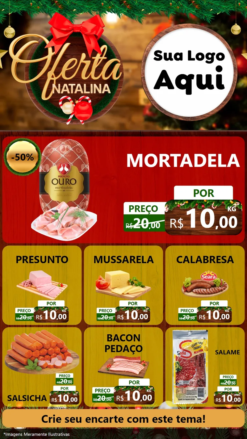 Modelo de Rede Social para Stories com o tema Ofertas Natalina para Frios e Laticínios
