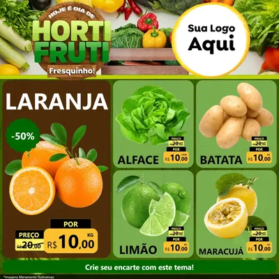 Modelo de Rede Social para Feed Facebook com o tema Hoje É Dia De Hortifruti para Hortifrúti